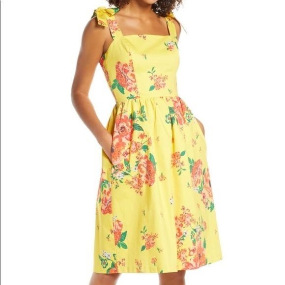 CHARLES HENRY Floral Tie Strap Fit And Flare Sun Dress Size Small - Picture 1 of 10
